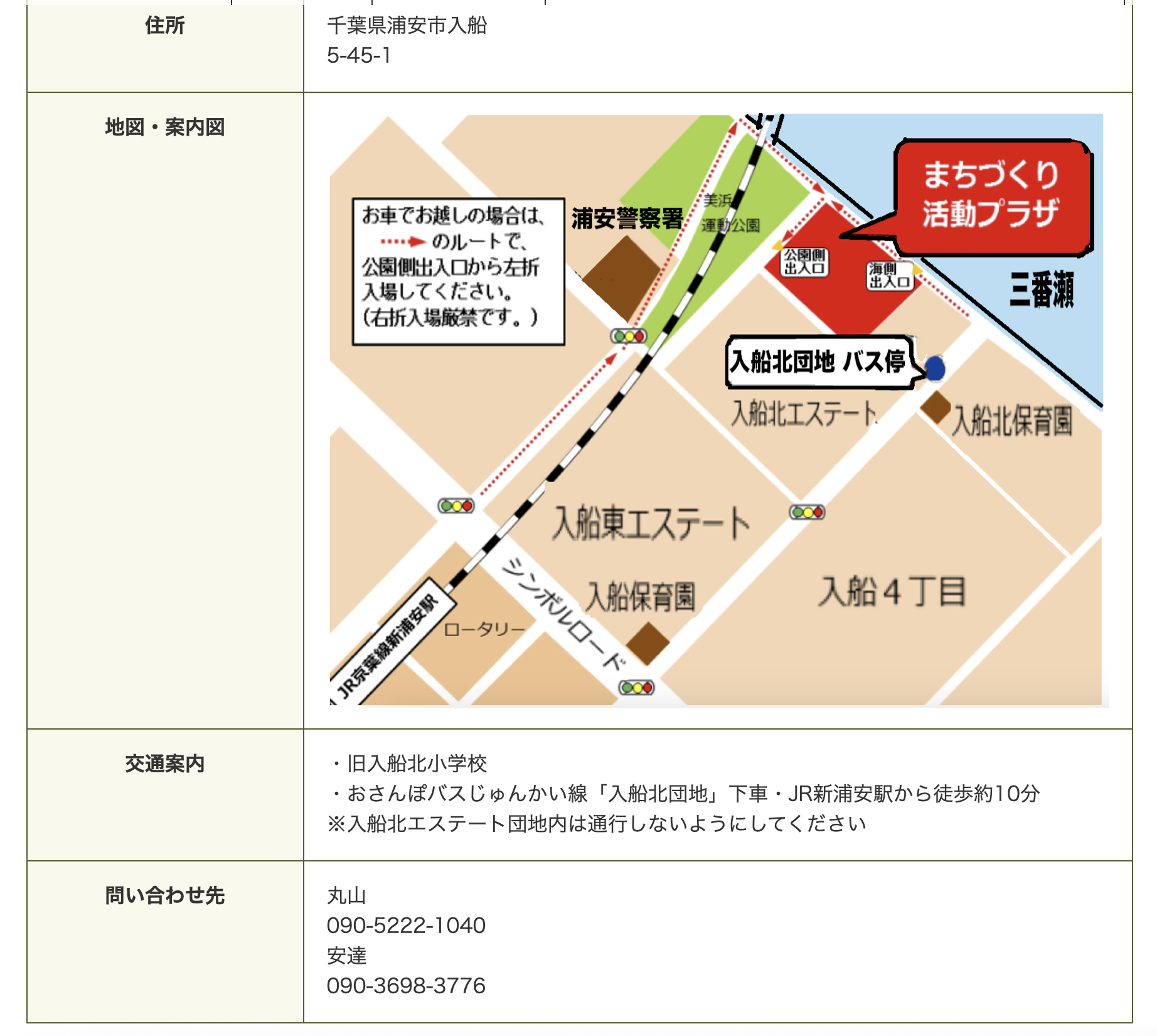 まちづくり活動プラザへの地図
